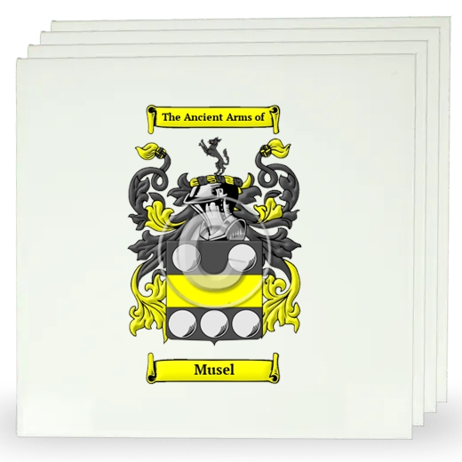 Musel Set of Four Large Tiles with Coat of Arms