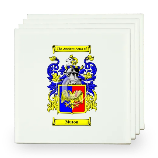 Muton Set of Four Small Tiles with Coat of Arms