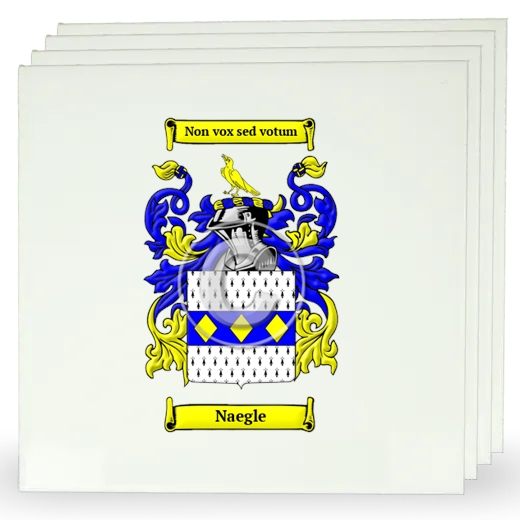 Naegle Set of Four Large Tiles with Coat of Arms