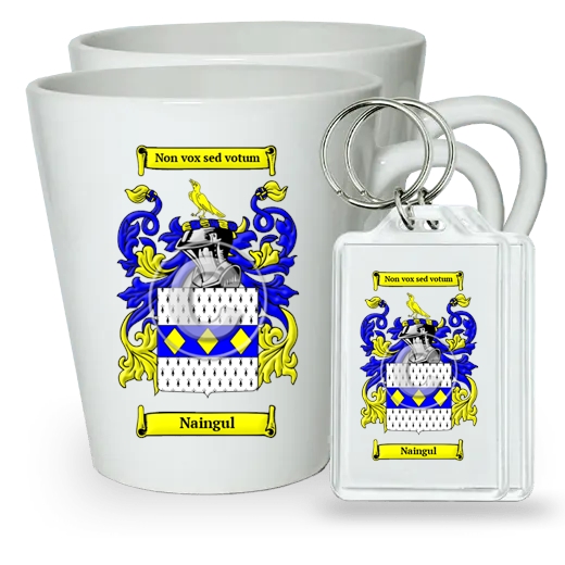 Naingul Pair of Latte Mugs and Pair of Keychains