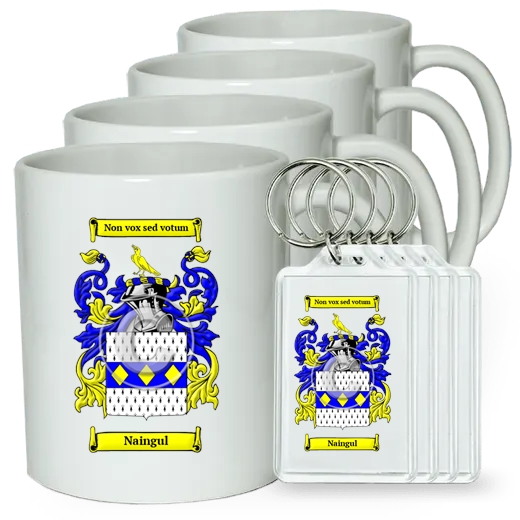 Naingul Set of 4 Coffee Mugs and Keychains