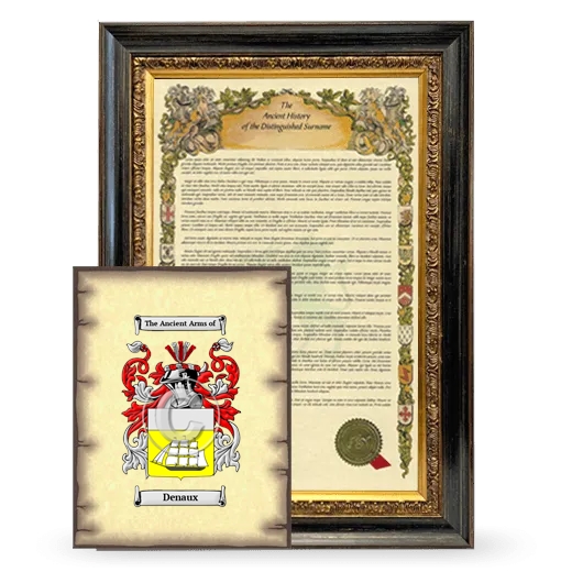 Denaux Framed History and Coat of Arms Print - Heirloom