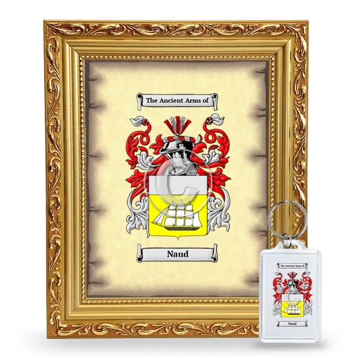 Naud Framed Coat of Arms and Keychain - Gold