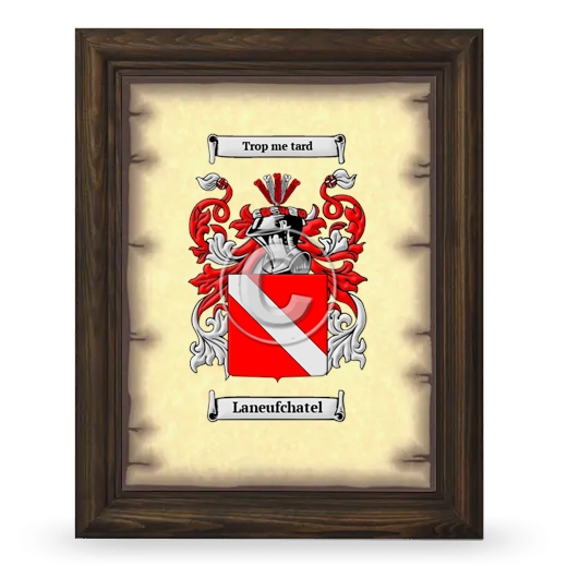 Laneufchatel Coat of Arms Framed - Brown