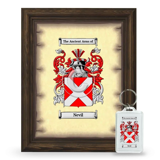 Nevil Framed Coat of Arms and Keychain - Brown