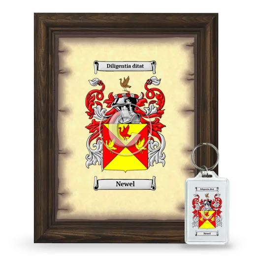 Newel Framed Coat of Arms and Keychain - Brown