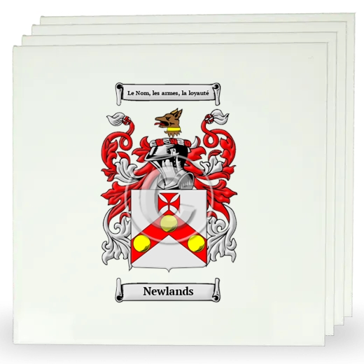 Newlands Set of Four Large Tiles with Coat of Arms