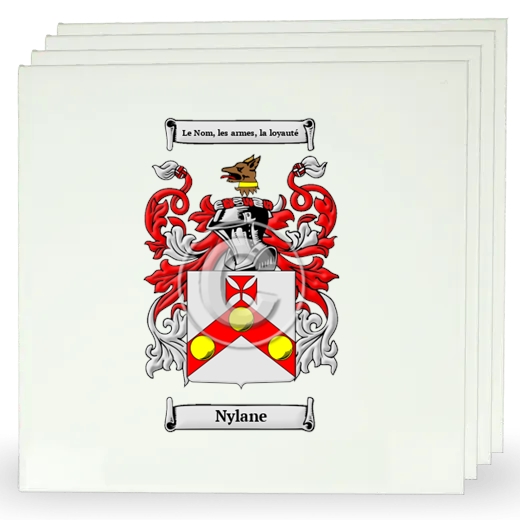 Nylane Set of Four Large Tiles with Coat of Arms