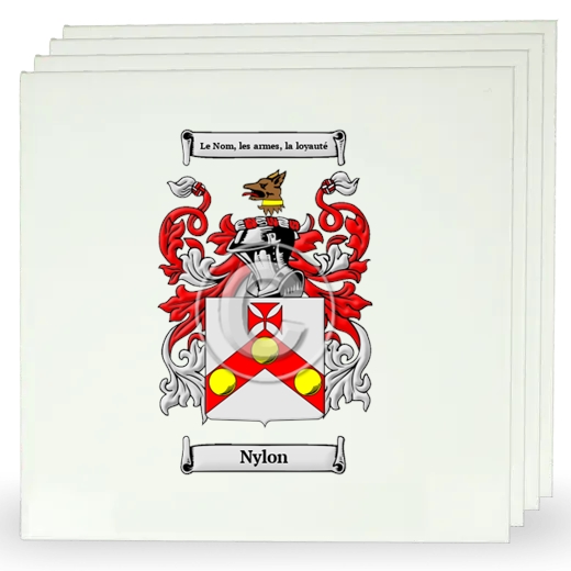 Nylon Set of Four Large Tiles with Coat of Arms