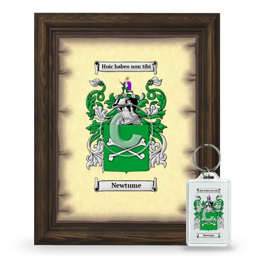 Newtume Framed Coat of Arms and Keychain - Brown