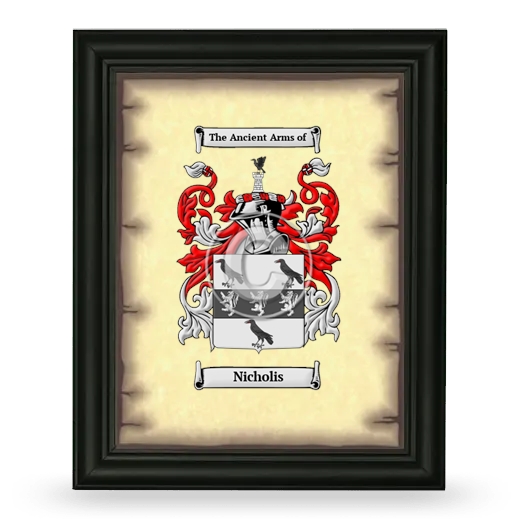 Nicholis Coat of Arms Framed - Black