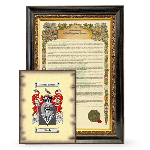 Nicols Framed History and Coat of Arms Print - Heirloom
