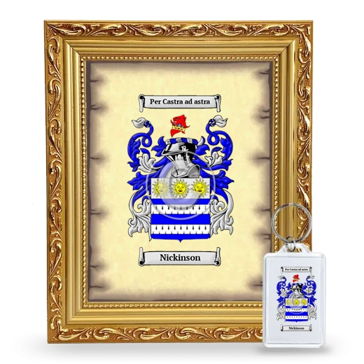 Nickinson Framed Coat of Arms and Keychain - Gold