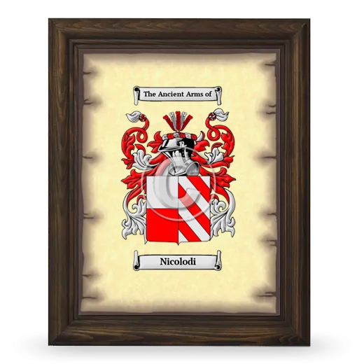 Nicolodi Coat of Arms Framed - Brown