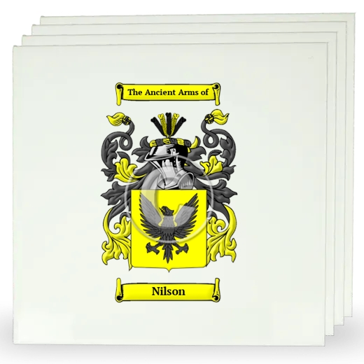 Nilson Set of Four Large Tiles with Coat of Arms