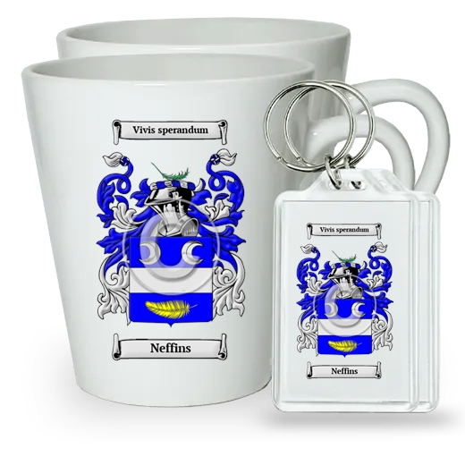 Neffins Pair of Latte Mugs and Pair of Keychains