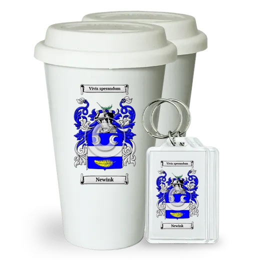 Newink Pair of Ceramic Tumblers with Lids and Keychains