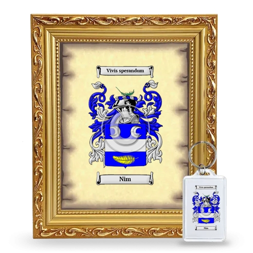 Nim Framed Coat of Arms and Keychain - Gold