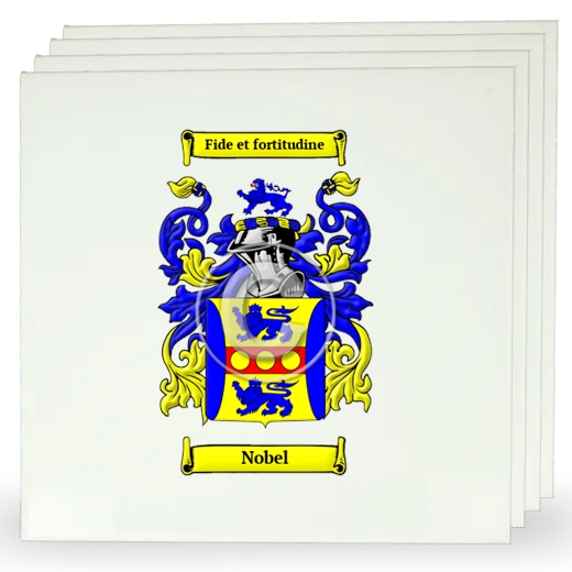 Nobel Set of Four Large Tiles with Coat of Arms