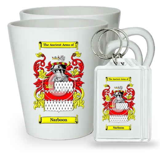 Narboon Pair of Latte Mugs and Pair of Keychains