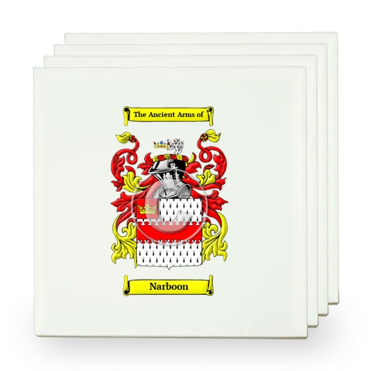 Narboon Set of Four Small Tiles with Coat of Arms