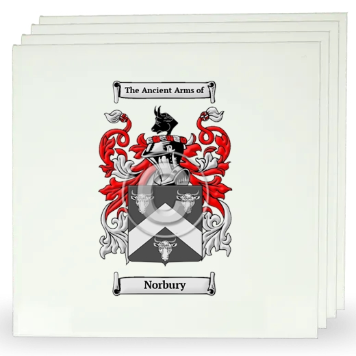 Norbury Set of Four Large Tiles with Coat of Arms