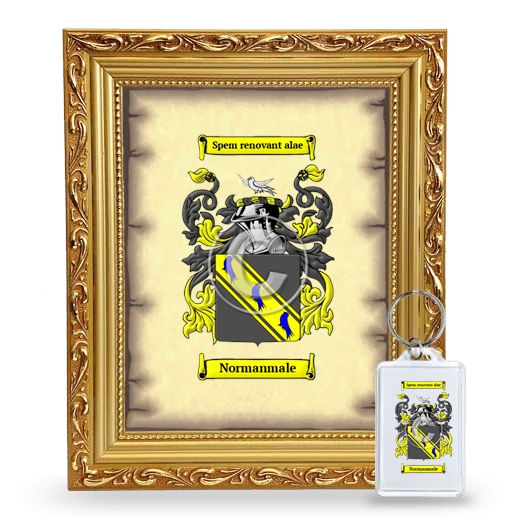 Normanmale Framed Coat of Arms and Keychain - Gold