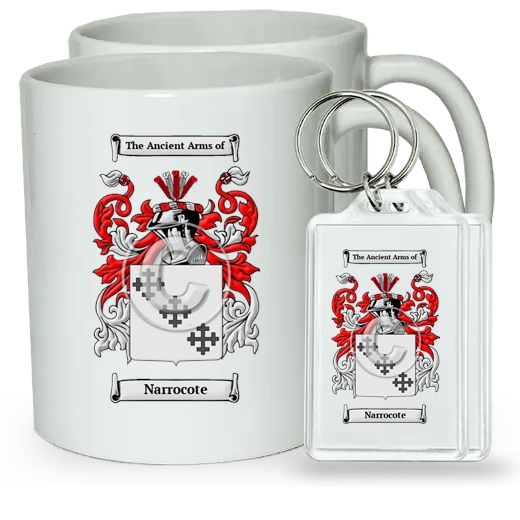 Narrocote Pair of Coffee Mugs and Pair of Keychains
