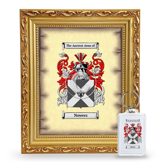 Nowers Framed Coat of Arms and Keychain - Gold