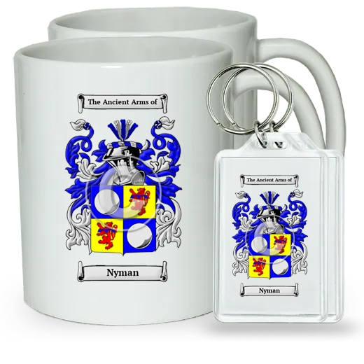 Nyman Pair of Coffee Mugs and Pair of Keychains