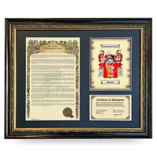 Boyane Framed Surname History and Coat of Arms- Heirloom