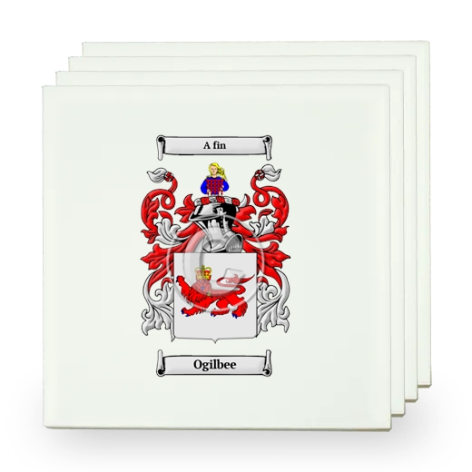 Ogilbee Set of Four Small Tiles with Coat of Arms