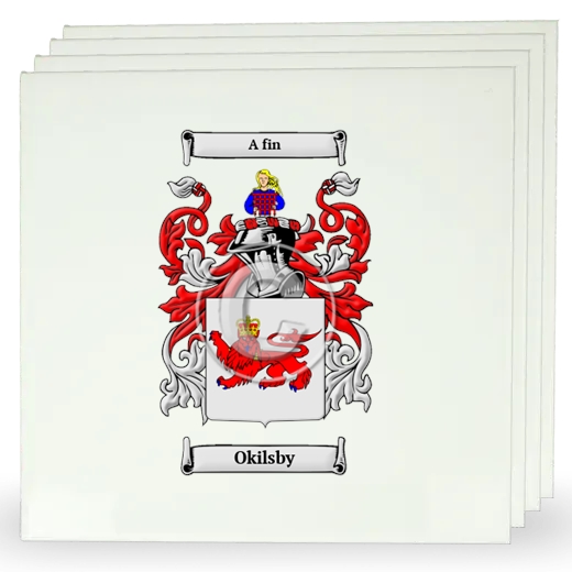 Okilsby Set of Four Large Tiles with Coat of Arms