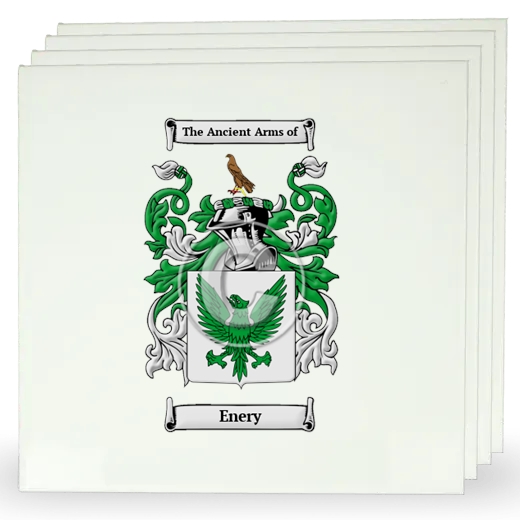 Enery Set of Four Large Tiles with Coat of Arms
