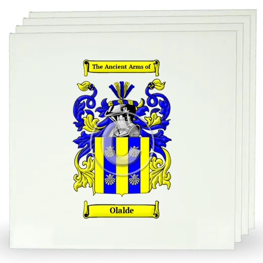 Olalde Set of Four Large Tiles with Coat of Arms