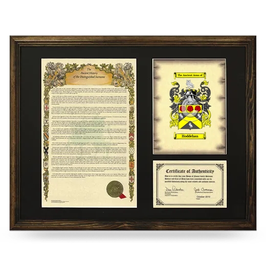 Hoddehan Framed Surname History and Coat of Arms - Brown