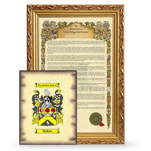 Hodean Framed History and Coat of Arms Print - Gold