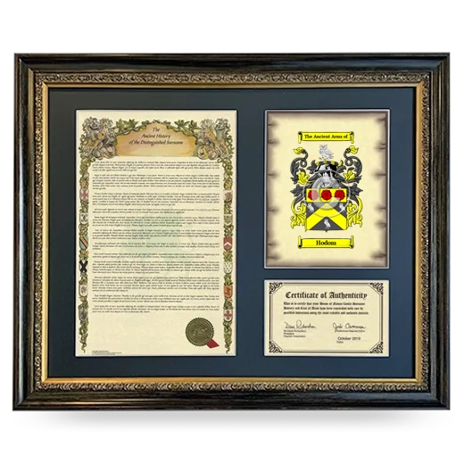 Hodom Framed Surname History and Coat of Arms- Heirloom