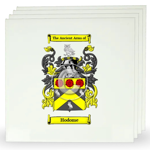 Hodome Set of Four Large Tiles with Coat of Arms