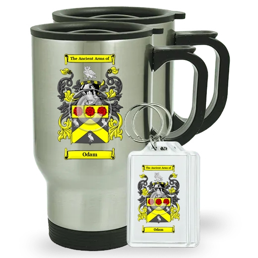 Odam Pair of Travel Mugs and pair of Keychains