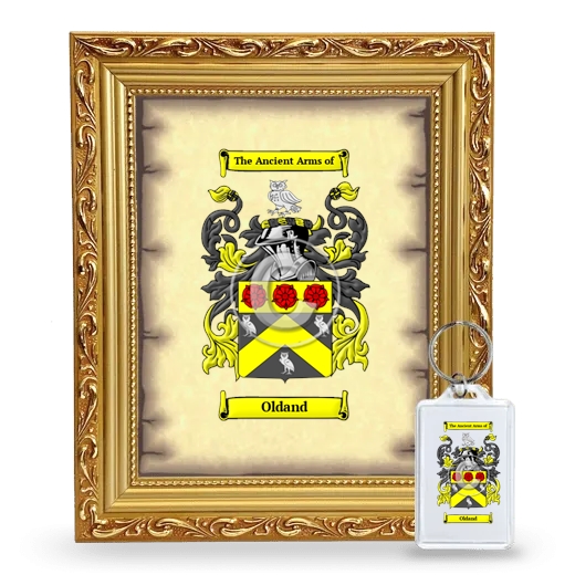 Oldand Framed Coat of Arms and Keychain - Gold