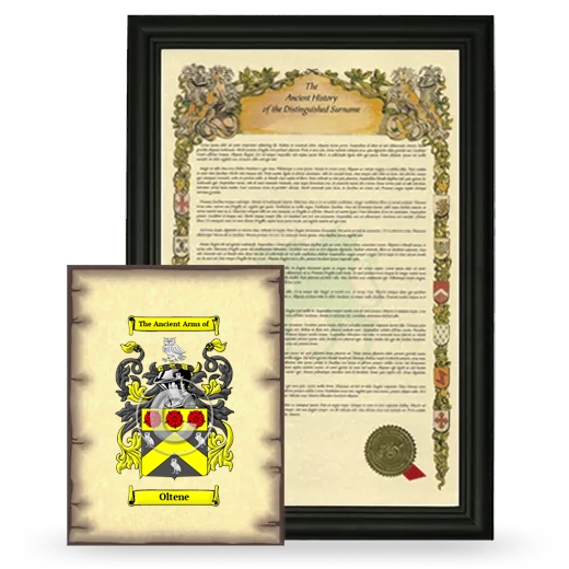 Oltene Framed History and Coat of Arms Print - Black