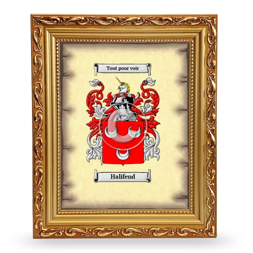 Halifend Coat of Arms Framed - Gold