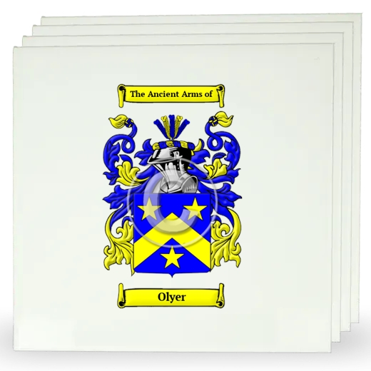 Olyer Set of Four Large Tiles with Coat of Arms