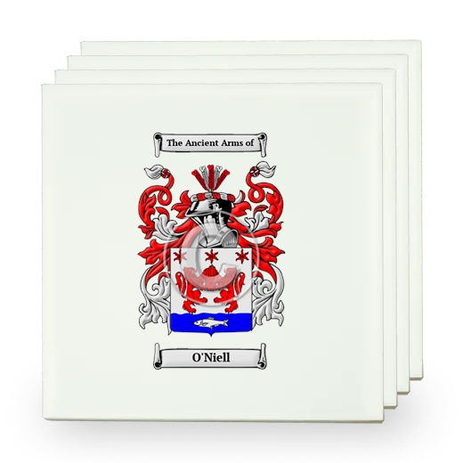 O'Niell Set of Four Small Tiles with Coat of Arms