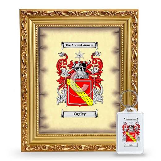 Cagley Framed Coat of Arms and Keychain - Gold