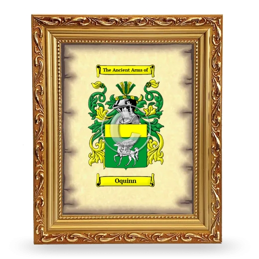 Oquinn Coat of Arms Framed - Gold