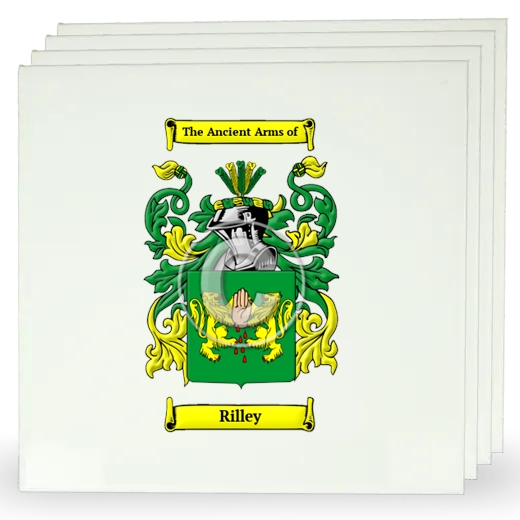 Rilley Set of Four Large Tiles with Coat of Arms