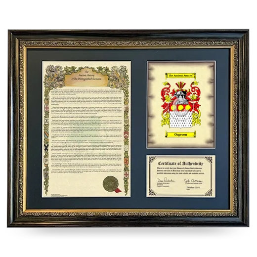 Orgeron Framed Surname History and Coat of Arms- Heirloom