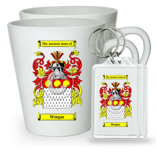 Worgar Pair of Latte Mugs and Pair of Keychains